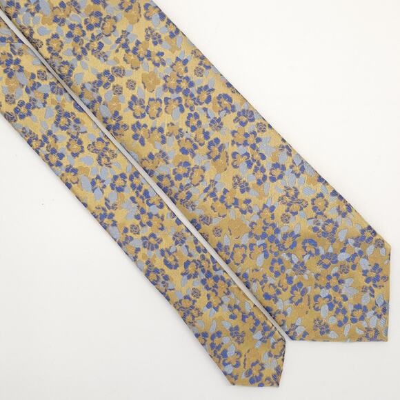 Jos A Bank Reserve Silk Tie Necktie Gold Ditsy Floral Preppy Business Corpcore - Picture 3 of 6